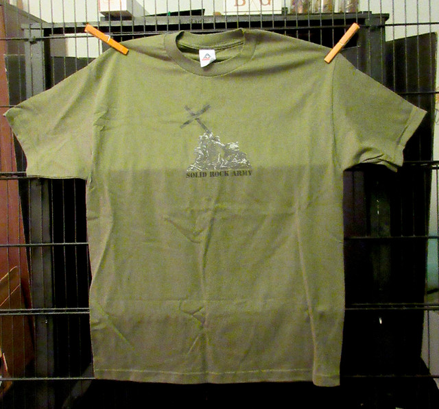 Larry Norman "Solid Rock Army" Military Green T-Shirt Large..NEW in Men's in Stratford