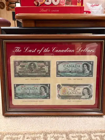 Vintage framed Canadian dollars, View more