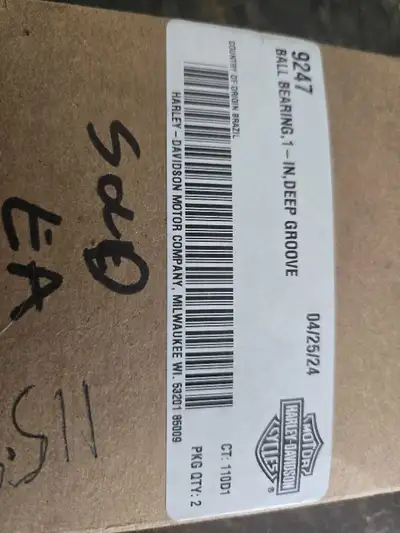 Brand new in box wheel bearings. 115.00 new from Harley. Ball bearings,1 - deep groove.