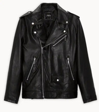 Zara 100% vrai cuir real leather jacket coat manteau ysl veste
