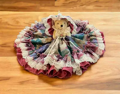 Vintage Teddy Bear Handmade Dress Lace Petticoat, Bonnet, Lace, View more