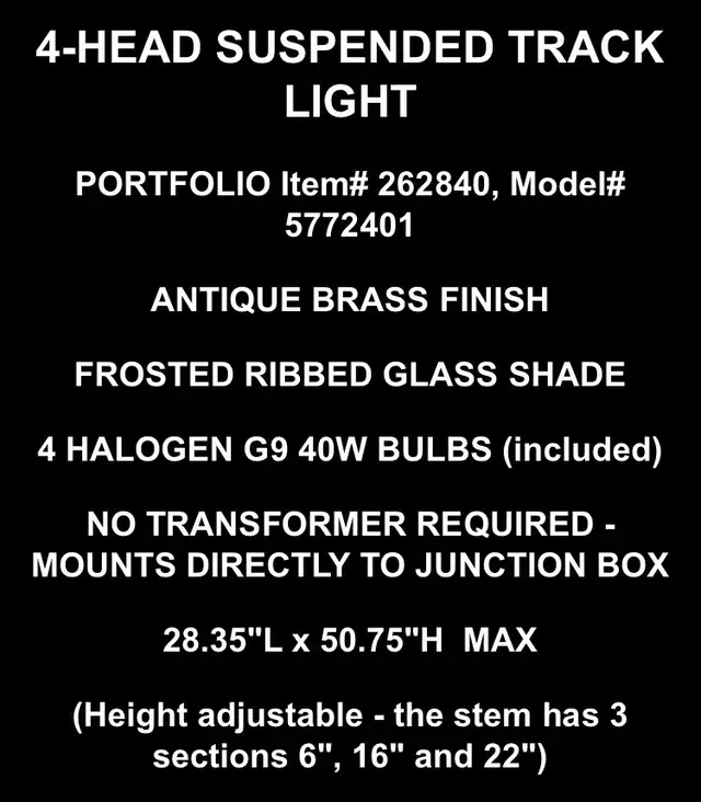 4-Head Suspended Track Light Fixtures in Indoor Lighting & Fans in Brantford - Image 3