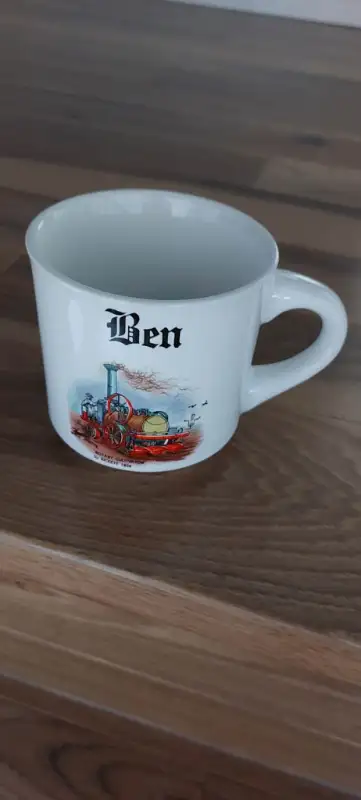 Coffee Mug "Ben" Rotary Cultivator by Rickett 1858 Papel Vintage 3 and 3/8 inches.