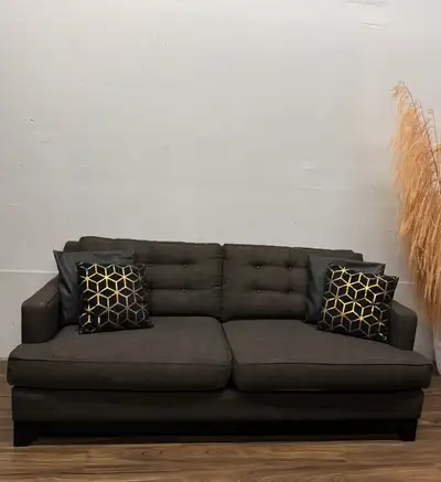 West Elm Charcoal Grey Couch 3 Seater Sofa Modern Designer Free , View more