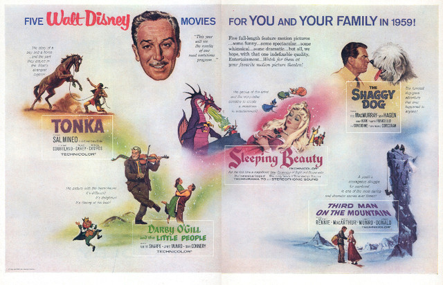 1958 Movie Ad, Five Walt Disney Movies for 1959 in Arts & Collectibles in Dartmouth