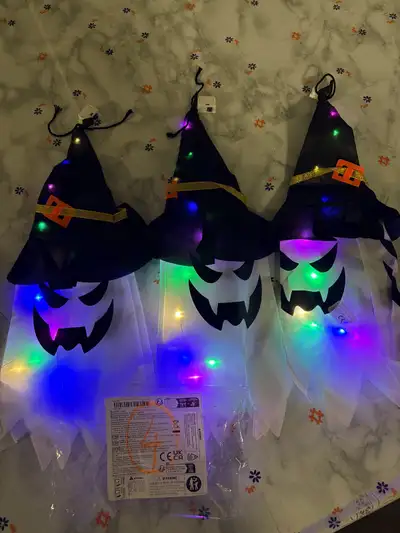 3-Piece Light-Up Halloween Hanging Ghost Decorations, View more