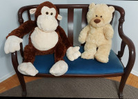 ADORABLE PAIR OF LARGE STUFFED ANIMALS (MONKEY + BEAR)