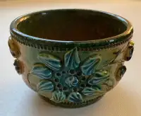 GORGEOUS Bitossi Pottery Bowl with Carved Relief Floral Design
