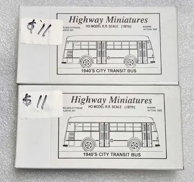 HIGHWAY MINIATURES HO CITY TRANSIT BUS 1940's DIRECT ERA; CAN BE USED FOR LATER ERA RE-USED EQUIPMEN...