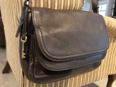 Fossil 100% real leather chocolate brown , View more
