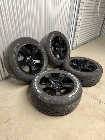 20” Ram DT Midnight Edition Black 6x139.7 bolt pattern rims with OEM Ram TPMS sensors. 2 tires bald,...