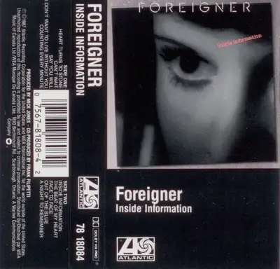 Foreigner -- Inside Information (1987) ** CASSETTE AUDIO / TAPE (RARE first original release '1987'...