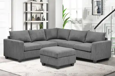 Boxing Day Sale Grey Sofa Set With Ottoman Starting $999, View more