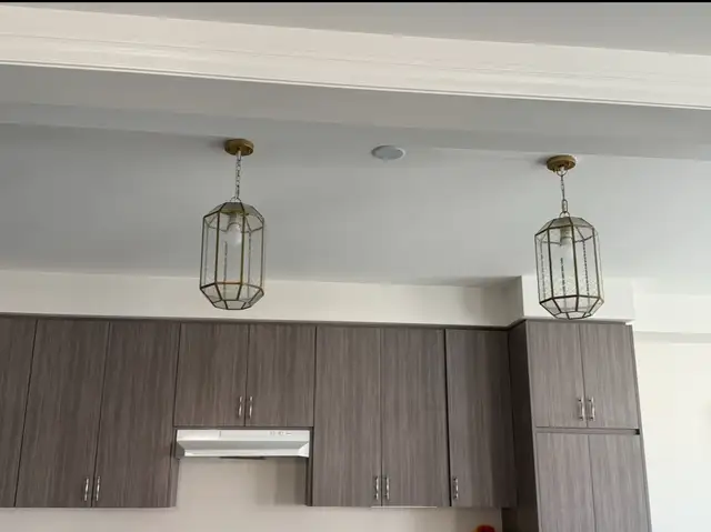 2 Brass & Glass Pendant Lights – $200 for Both in Indoor Lighting & Fans in Mississauga / Peel Region - Image 4