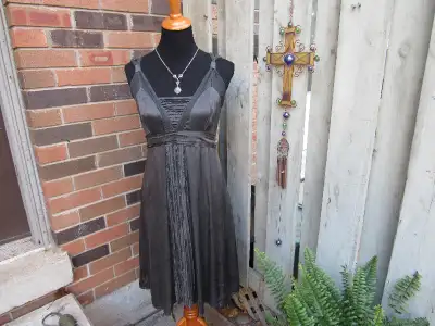 #55 Apange Femme Grey Sleeveless Silk Party Prom Event Dress  8, View more