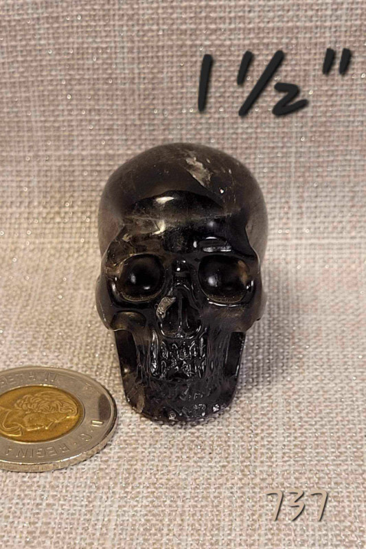 Petit crâne 1½" Skullis de quartz noir. Black quartz skull. dans Art et objets de collection  à Laval/Rive Nord