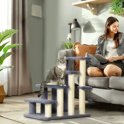 4 Step Cat Tree Stairs w/Cat Scratching Post, Jumping Platform, View more