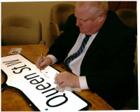 ROAD SIGN AUTOGRAPHED BY MAYOR ROB FORD