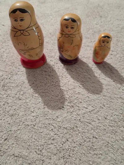 Fun vintage Soviet-era Matryoshka nesting doll set – hand-painted linden wood, 1960s–1980s style! -...