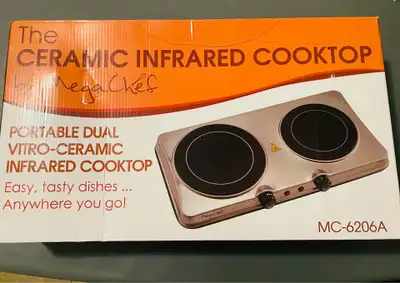 URGENT SALE–Dual Burner Ceramic Infrared Cooktop (MegaChef)  NEW, View more
