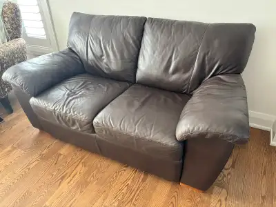 love seat - brown fake leather, View more