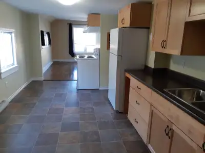 PLEASE READ ENTIRE AD. 1-bedroom apartment upstairs in quiet building. Kitchen (& separate dining no...
