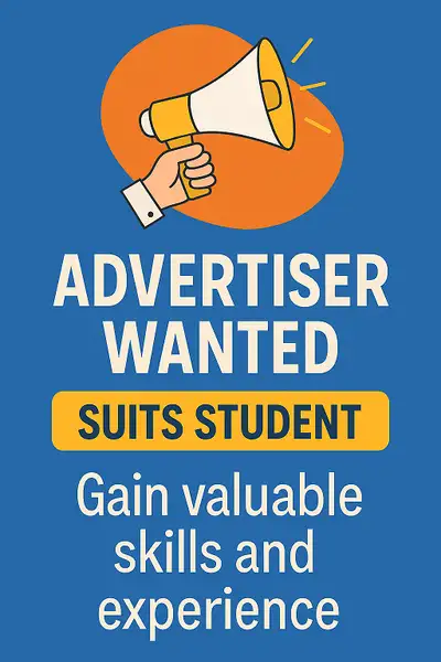 Volunteer Advertiser Wanted, suits Student, View more