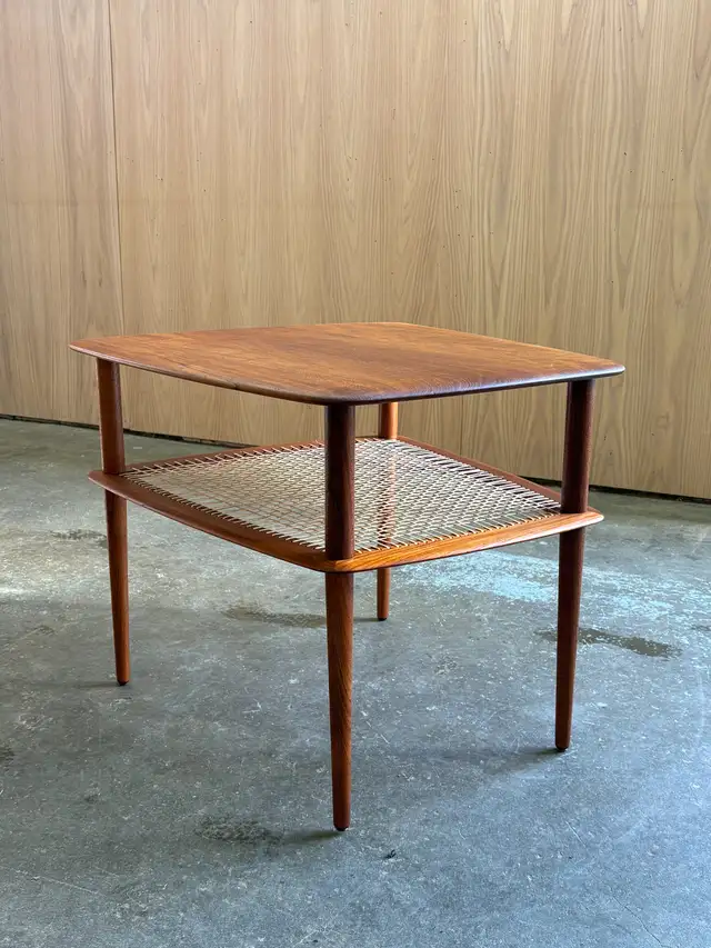 1950s Solid Teak & Cane Coffee  End Table by Peter Hvidt in Other Tables in Victoria - Image 3