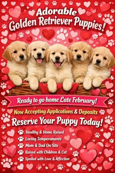 We welcomed a beautiful litter of Golden Retriever puppies on Christmas morning. There are 11 little...