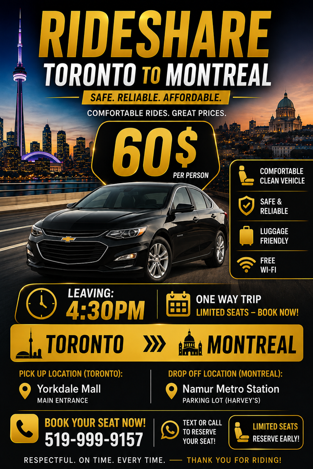 Toronto → Montreal — Friday, August 21