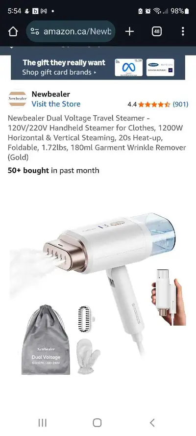 Newbealer Dual Voltage Travel Steamer , View more