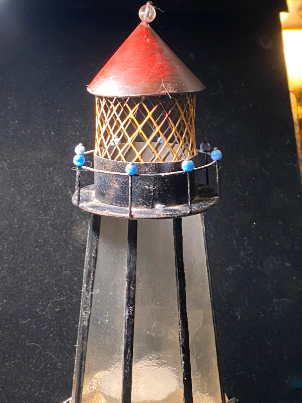 Lighthouse Glass Accent Table Lamp for a Candle 10” in Arts & Collectibles in Vancouver - Image 2