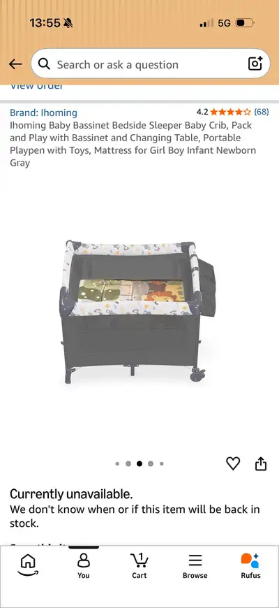 Baby Bassinet Bedside Sleeper Baby Crib, Pack and Play with Bas, View more