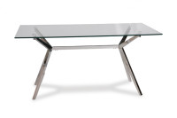 RECTANGULAR GLASS AND CHROME DINING TABLE -  $360