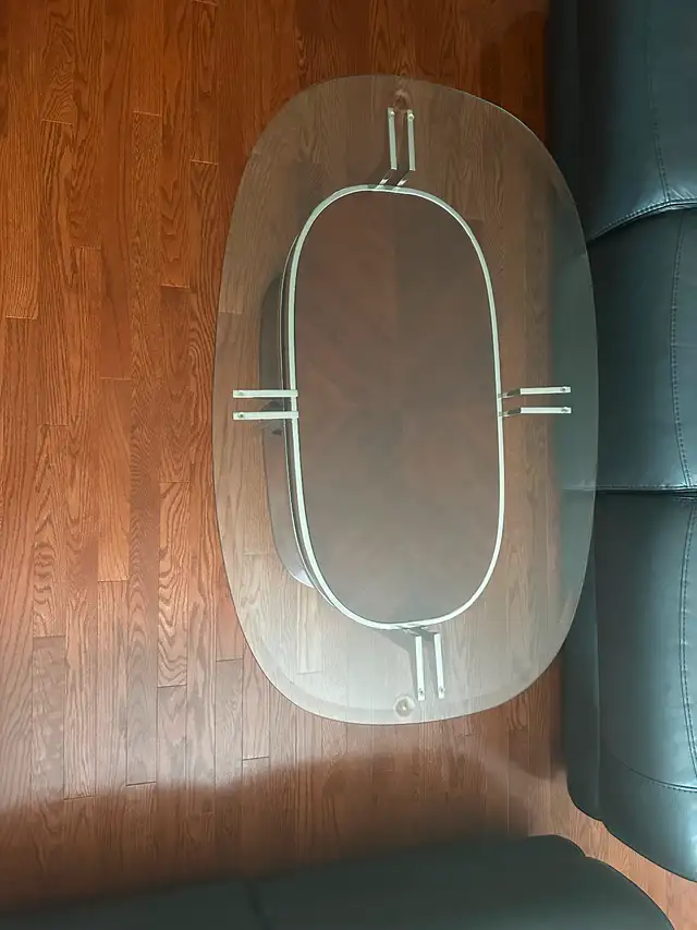 Glass and wood combination living room table62863729230595121