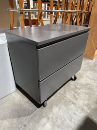 Dark Grey Metal Two Drawer Filing Cabinet
