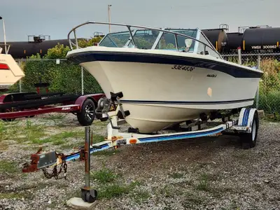Package Includes: 2021 Mercury 6hp long shaft motor all safety equipment Garmin fish finder Trailer...
