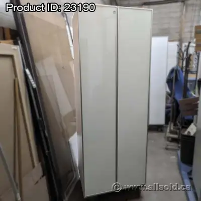 Teknion White Wood with Glass Doors Wardrobe Storage Cabinet, View more