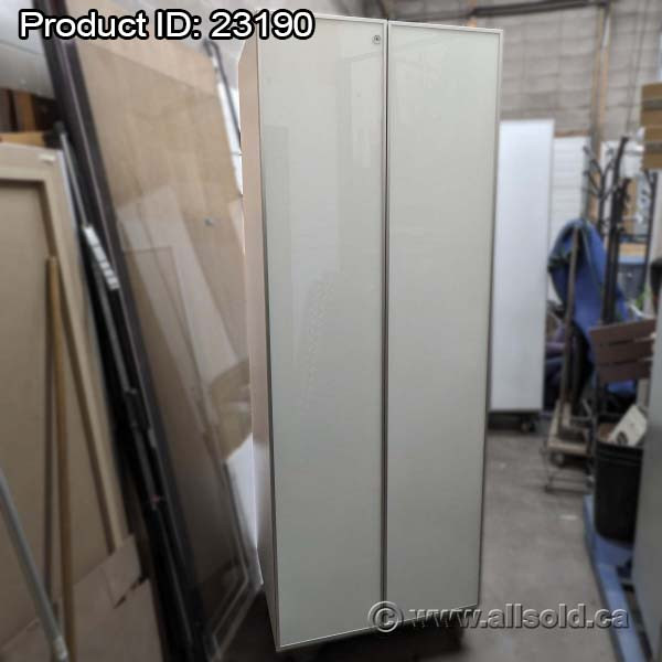 Teknion White Wood with Glass Doors Wardrobe Storage Cabinet in Dressers & Wardrobes in Calgary