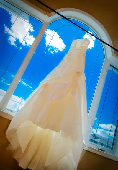 Romantic White Strapless Wedding Gown, View more