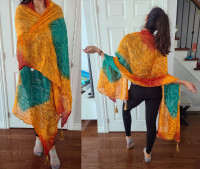 NEW Tassel Trim Dupatta Scarf, Traditional Indian Women Clothing