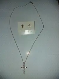 Cross Necklace and Stud Earring Set