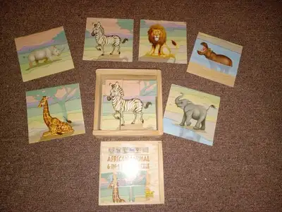 Zoo Animals Wooden Cube Puzzle, View more