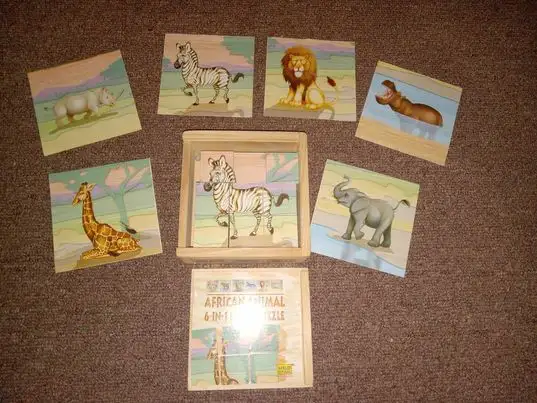 Zoo Animals Wooden Cube Puzzle in Toys & Games in St. Catharines - Image 2