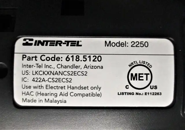 Mitel 3000 Inter-Tel 2250 16 Program Button Phone 6185120 Rev AE in Home Phones & Answering Machines in Stratford - Image 6