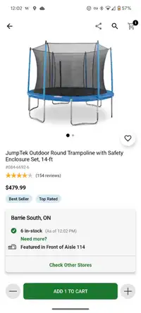 14 foot trampoline, $480 new