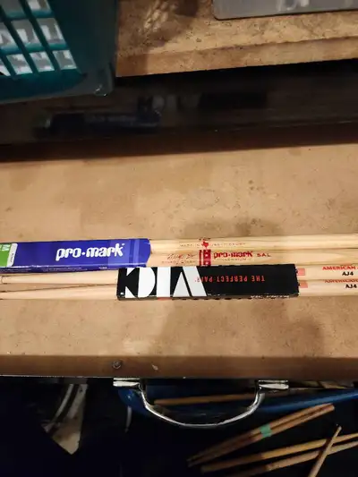 Assorted new and used drum sticks., View more