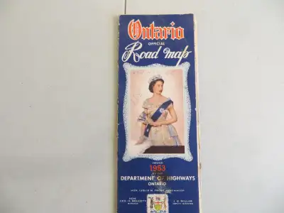 VINTAGE 1953 ONTARIO ROAD MAP, View more