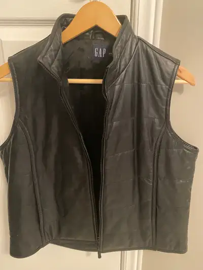 GAP Black Leather Vest, View more