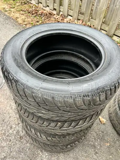 4 TIGER PAW WINTERS. GREAT SHAPE WITH OVER 50% LIFE LEFT! TIRE SIZE IS 225/65/17 TREAD DEPTH IS 7/32...